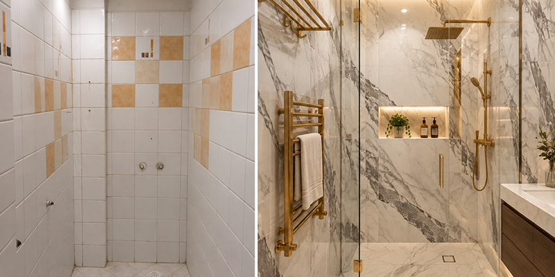 Bathroom renovation before and after