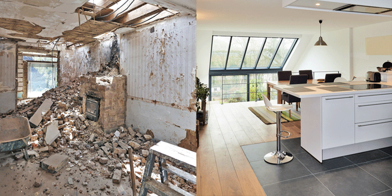 Residential renovation before and after
